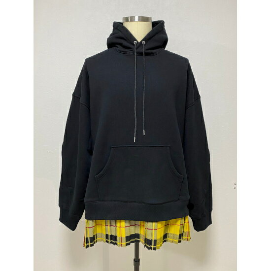 KIDILL 【キディル】 Pleats Sweat Hoodie BLACK (KL637) 22AW 22秋冬 トップス パーカー フーディー プリーツ スカート ドッキング