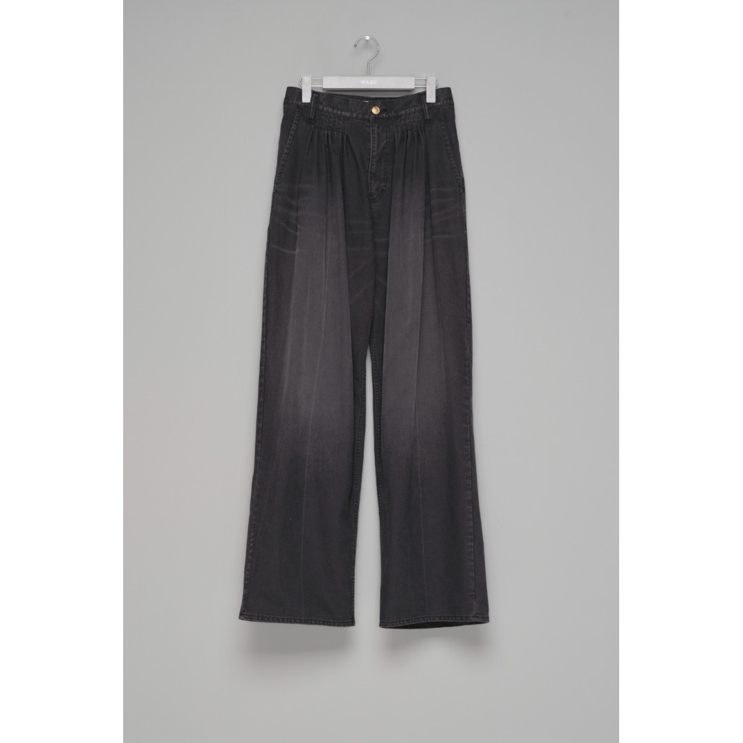 MASU | エムエーエスユー ACCORDION TUCK WORK PANTS CHARCOAL (M26H9PL008) 26AW 26秋冬 パンツ ワークパンツ 硫化染め アコーディオンタック ワイド