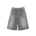 \最大10%OFFクーポン&P5倍!/ KAMIYA|カミヤ "FULLCOUNT × KAMIYA" Switching Denim Wide Bermuda Pants BLACK (G14FC102) 25SS 25春夏 アウター デニム パンツ ワイド ジョーツ コラボ