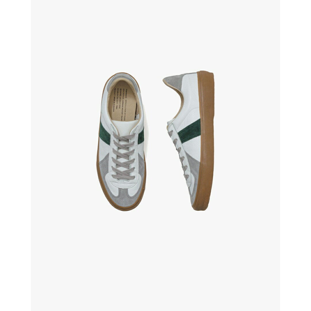 ＼最大10%OFFクーポン！ポイント20倍※エントリー必須／ Graphpaper | グラフペーパー REPRODUCTION OF FOUND for GP GERMAN MILITARY TRAINER WHITE×GREEN (GU253-90590) 25AW 25秋冬 靴 スニーカー ジャーマントレーナー スエード ナッパレザー