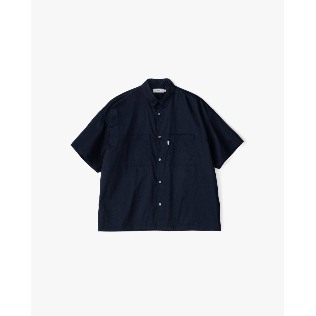 Graphpaper グラフペーパー Solotex Twill S/S Oversized Box Shirt NAVY (GM261-50159B) 26SS 26春夏 トップス シャツ ショートスリーブ 半袖 オーバーサイズ ボックス ソロテックス ストレッチ