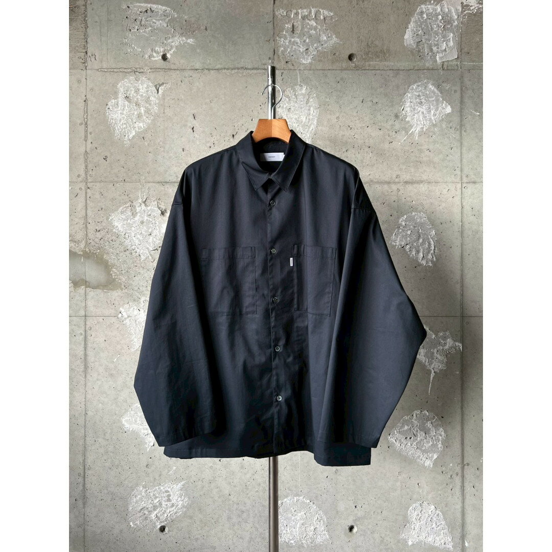 Graphpaper | グラフペーパー Solotex Twill L/S Oversized Box Shirt NAVY (GM261-50160B) 26SS 26春夏 トップス シャツ ロングスリーブ 長袖 オーバーサイズ ボックス ソロテックス ストレッチ