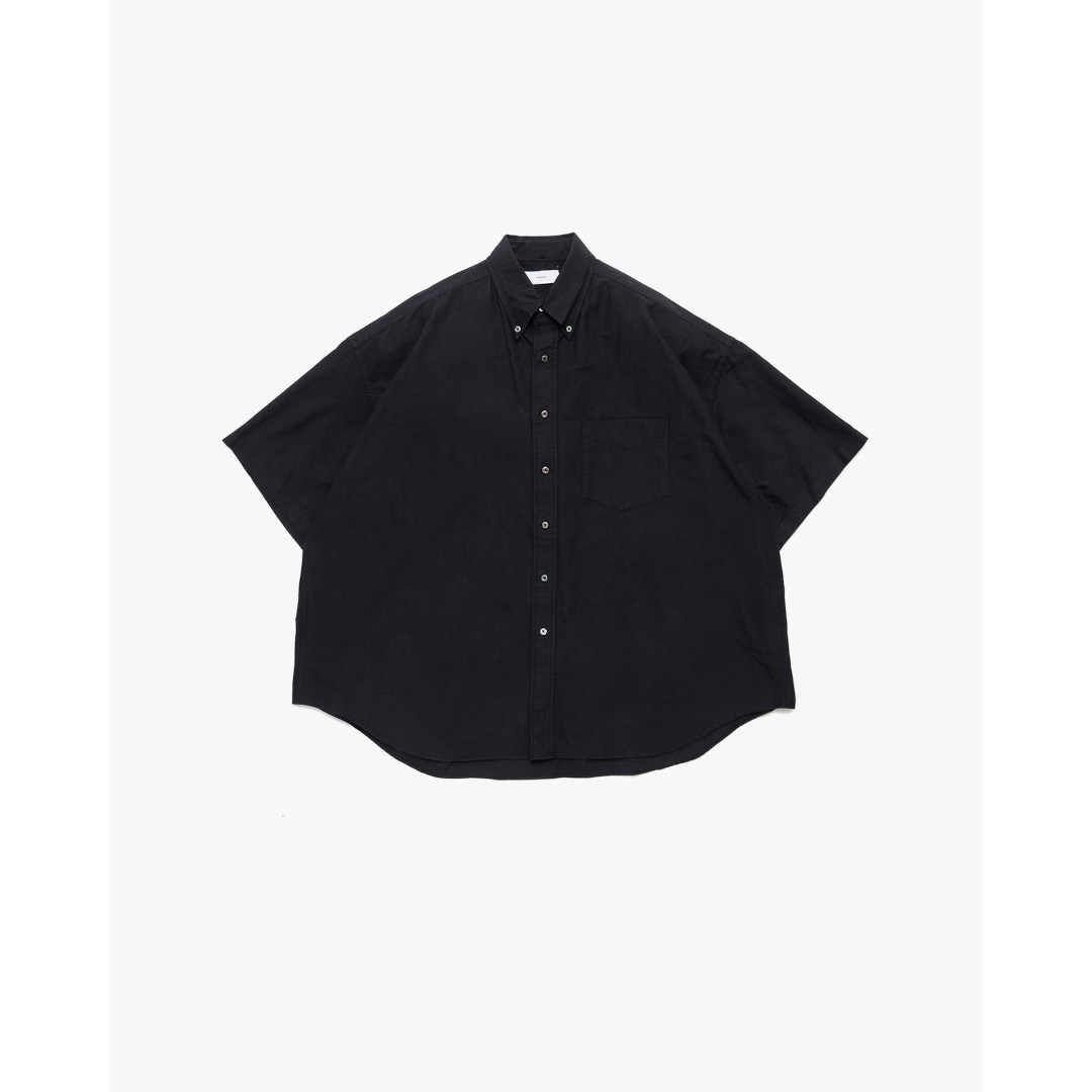 Graphpaper グラフペーパー Oxford S/S Oversized B.D Shirt BLACK (GM261-50025B) 26SS 26春夏 トップス シャツ オーバーサイズ 半袖 ショートスリーブ バンドカラーオックスフォード ボタンダウン