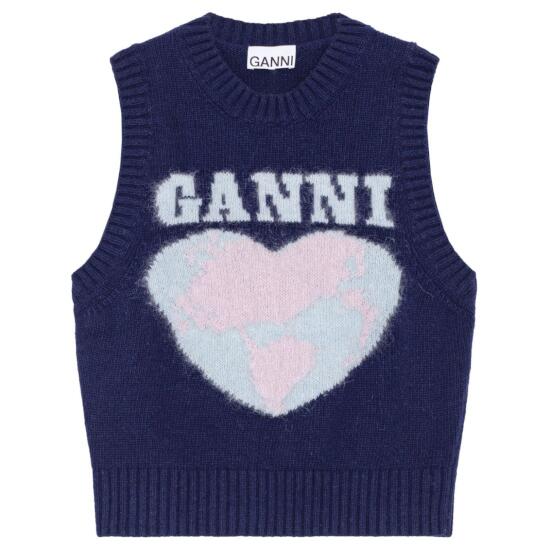 GANNI【ガニー】Graphic Soft Wool Mix Vest Sky Captain (K2219) 24AW 24秋冬 ニット　ニットベストのサムネイル