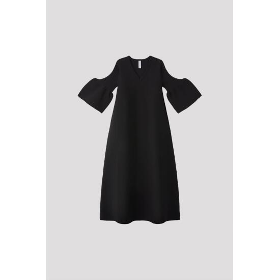 CFCL 【シーエフシーエル】POTTERY SHORT BELL SLEEVE FLARE DRESS BLACK (CF008KH118) 24AW 24秋冬　ドレス　フレアドレスのサムネイル