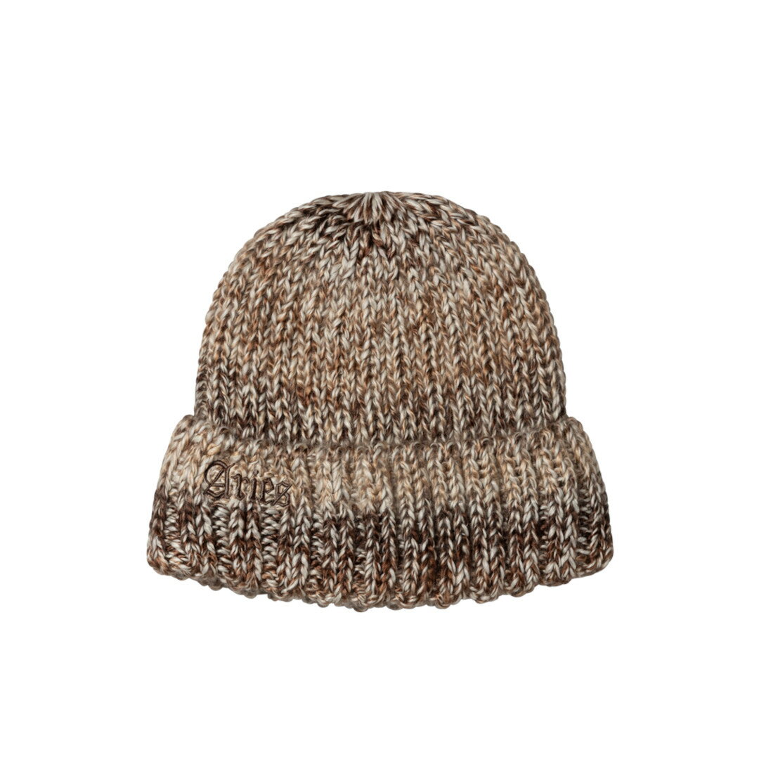 Aries | アリーズ Rib Knit Space Dye Beanie BROWN (AR9001504) 25AW 25秋冬 帽子 ビーニー ニット帽 刺繍 エンブロイド ロゴ