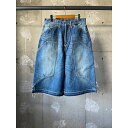 FAF【Fake as flowers】 NEWCOMMUNE AGED BAGGY DENIM SHORTS INDIGO (003121404) 25SS 25春夏 ショーツ ショートパンツ ジョーツ デニム