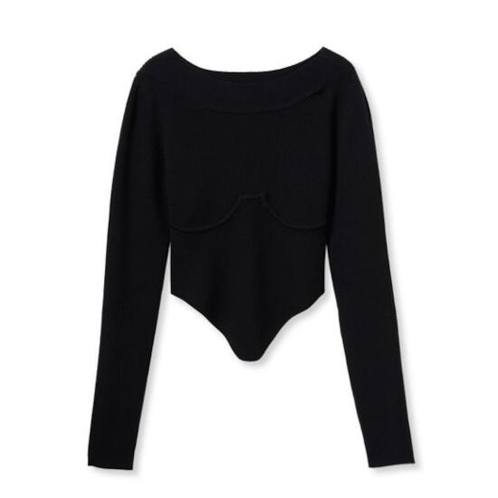 ＼全品5%OFFクーポン！5と0のつく日はP13倍※エントリー必須／ null. 【ヌル】 ビスチェリブニットトップス BLACK (153WNT255023) 25秋冬　25AW　　トップス　ニット　ビスチェリブニット