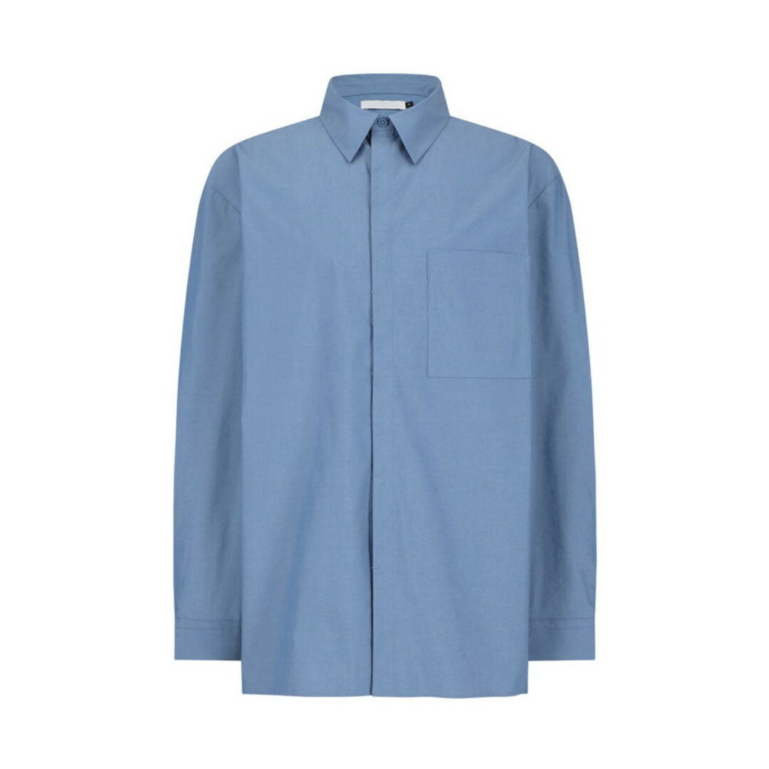 AMOMENTO | アモーメント SQUARE POCKET OVERSIZED SHIRT BLUE (AM26SSM05SH) 26SS 26春夏 トップス シャツ シグネチャー オーバーサイズ ポケットシャツ セミドロップショルダー スクエアポケット ナットボタン 比翼