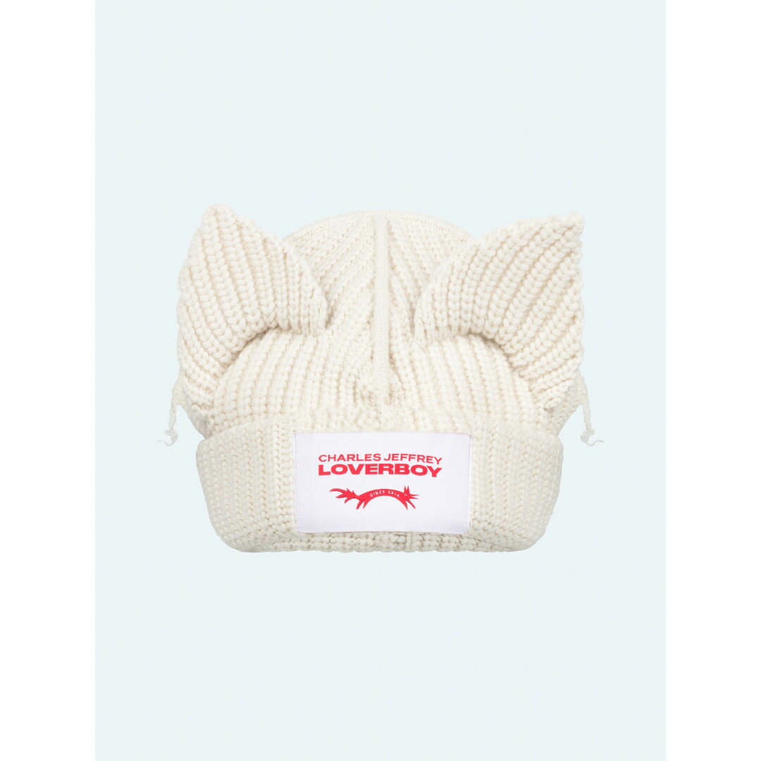 Charles Jeffrey LOVERBOY | チャールズジェフリー ラバーボーイ CHUNKY EARS BEANIE ECRU (052130101) 25AW 25秋冬【 送料無料 】 正規品 ビーニー 定番 帽子 ニット帽