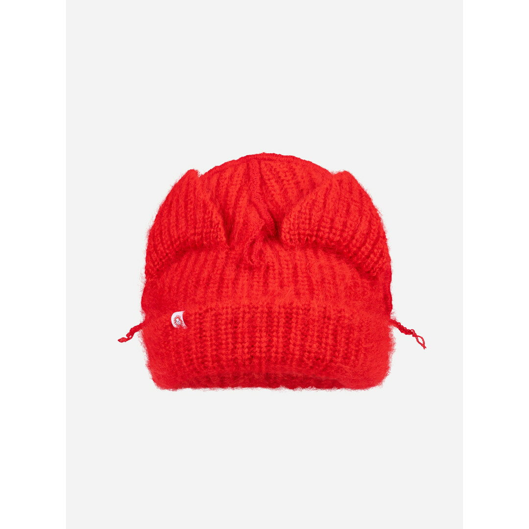 Charles Jeffrey LOVERBOY | チャールズジェフリー ラバーボーイ MOHAIR CHUNKY EARS BEANIE in RED (052130110) 25AW 25秋冬【 送料無料 】 正規品 ビーニー 帽子 ニット帽 キッドモヘア