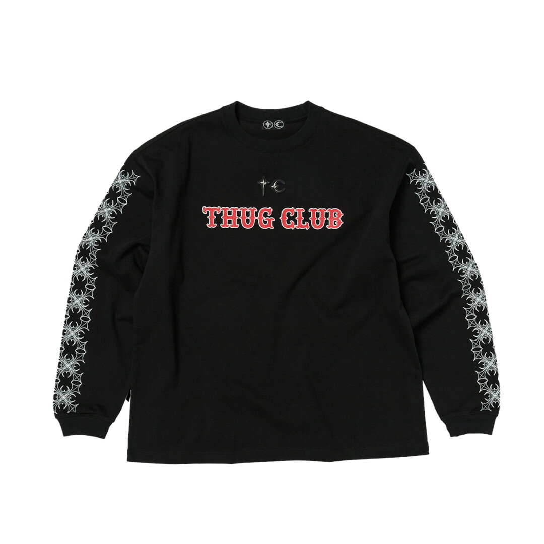 ＼期間限定30%OFF！最大1500円クーポン&P10倍※エントリー必須／ THUG CLUB | サグ クラブ TC Pattern Long-Sleeve BLACK (TC25TS2602) 25AW 25秋冬 トップス Tシャツ ロングスリーブ 長袖 プリント 袖プリント
