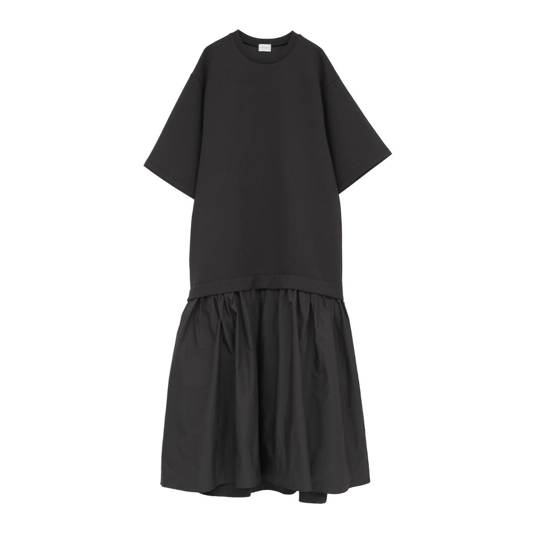 MANOF DOUBLE KNIT DOCKING ONE PIECE BLACK (80112-5073) 26春夏　26SS　ワンピース　　ドッキングワンピース