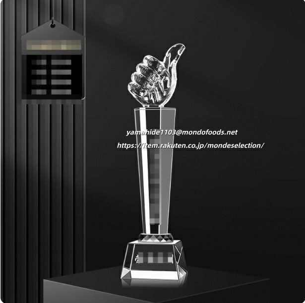 26*7CM【ロゴOK】【名入れギフトにおすすめ!】トロフィー クリスタル ガラス 名入れ 記念品 叙勲記念 表彰状 加工費込 クリスタル楯 表彰楯 ゴルフコン...