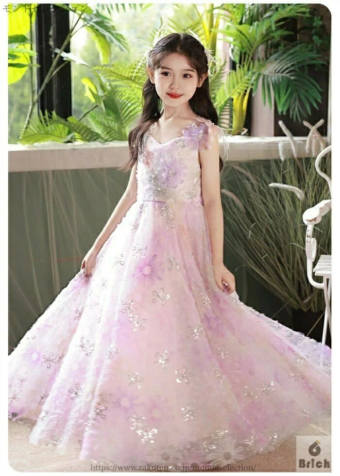 【送料無料】ドレス 子供 女の子 パープル 紫 発表会ドレス ノースリーブ 子ども ...