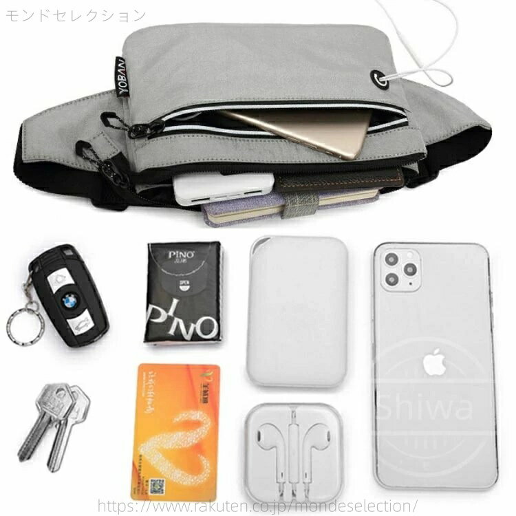 【送料無料】ポーチ 超薄型 ウエストポーチ 旅行 スポーツ アウトドア ウエストバッグ ランニングベルト ボディバッグ 多機能 防水 軽い 薄型