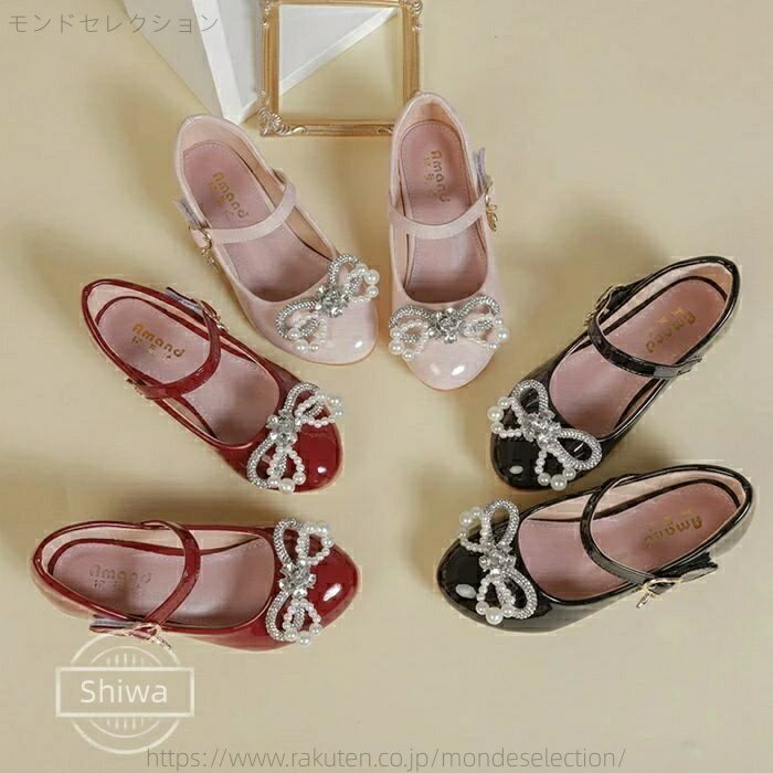【送料無料】キッズ フォーマル 靴 女の子 パンプス パーティー シューズ 子供靴 お姫様 リボン付 ハイ..