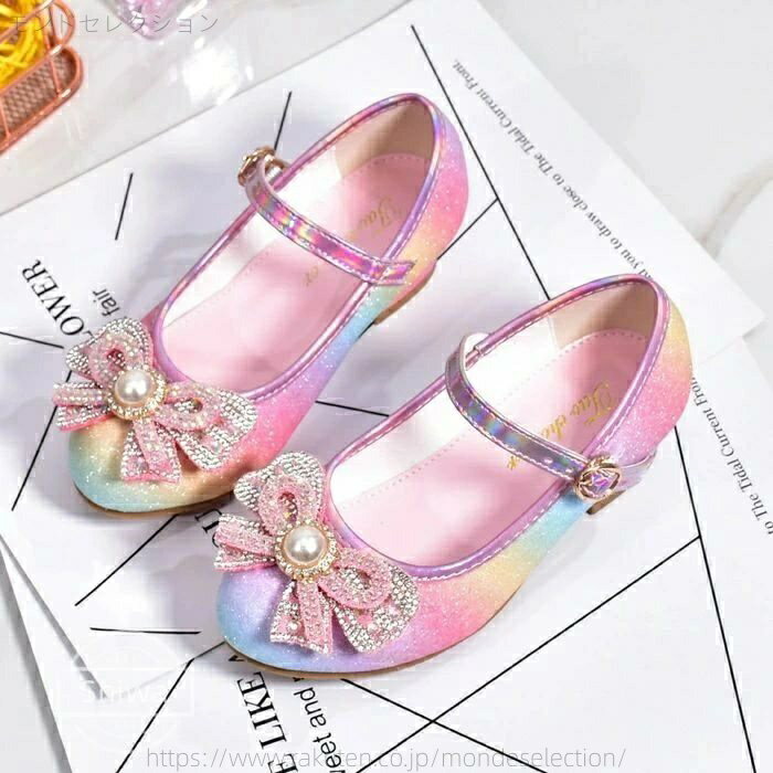 【送料無料】キッズ フォーマル 靴 女の子 パンプス パーティー シューズ 子供靴 お姫様 リボン付 ハイ..