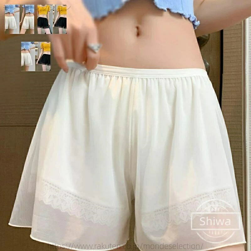 【送料無料】お得 リーズナブル ボトムス 透け防止 夏 春 ウエストゴム セット 汗取りインナー 静電気防止 薄手 ショート ペチパン パンツ ス