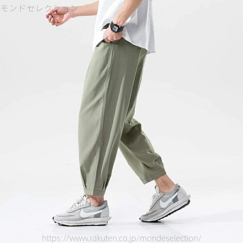 樂天商城 - 【送料無料】サルエルパンツ メンズ 涼しい ズボン ワイドパンツ 夏服 9分丈 無地 ゆったり 通気性 大きいサイズ カジュアル 袴パンツ 快適 ワイドパンツ オールシーズン対応