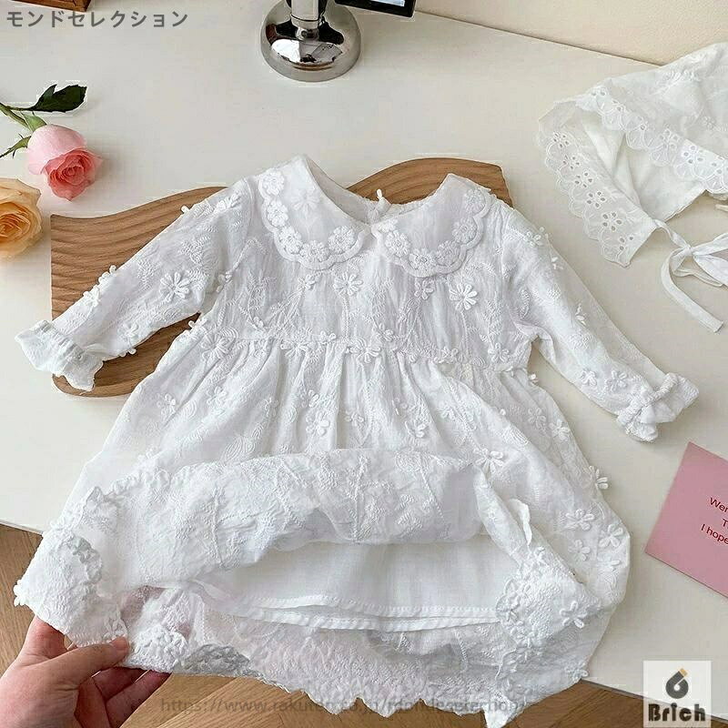 【送料無料】ベビー服 ワンピース ベビードレス 退院 女の子 レース ベビー セレモ...