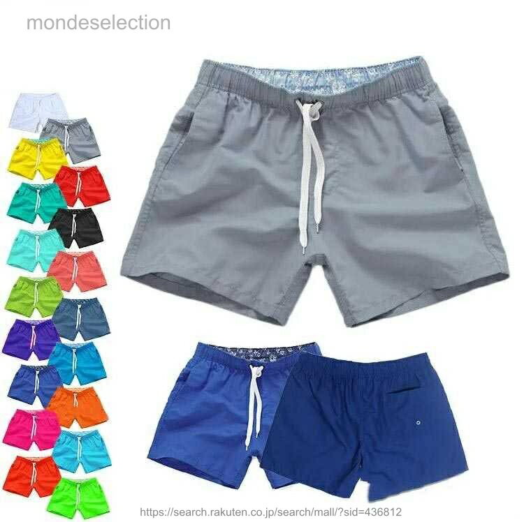 サイズS M L XL 2XLサイズについての説明サーフパンツ メンズ 水着 男性用 海水パンツ ボードショーツ トランクス 水陸両用 ポケット付き カラー：白/イエロー/レッド/グレー/グリーン/黒/青緑/ピンク/エメラルド色/ネイビー/パープル/ブルー/ロイヤルブルー/オレンジ/ローズ/スカイブルー/珊瑚色/蛍光緑 サイズ：S/M/L/XL/2XL ※お使いの画面と実際のお色に若干の差がある場合がございます。 ※機械による生産過程におきまして、どうしても生地を織る際の糸の継ぎ目や多少のほつれ、または色ムラなどが生じている場合がございます。 ※ベルト、飾りやインナーなどは含みません。素材素材：ポリエステル色白 イエロー レッド グレー グリーン 黒 青緑 ピンク エメラルド色 ネイビー パープル ブルー ロイヤルブルー オレンジ ローズ スカイブルー 珊瑚色 蛍光緑備考 ●サイズ詳細等の測り方はスタッフ間で統一、徹底はしておりますが、実寸は商品によって若干の誤差(1cm〜3cm )がある場合がございますので、予めご了承ください。●製造ロットにより、細部形状の違いや、同色でも色味に多少の誤差が生じます。●パッケージは改良のため予告なく仕様を変更する場合があります。▼商品の色は、撮影時の光や、お客様のモニターの色具合などにより、実際の商品と異なる場合がございます。あらかじめ、ご了承ください。▼生地の特性上、やや匂いが強く感じられるものもございます。数日のご使用や陰干しなどで気になる匂いはほとんど感じられなくなります。▼同じ商品でも生産時期により形やサイズ、カラーに多少の誤差が生じる場合もございます。▼