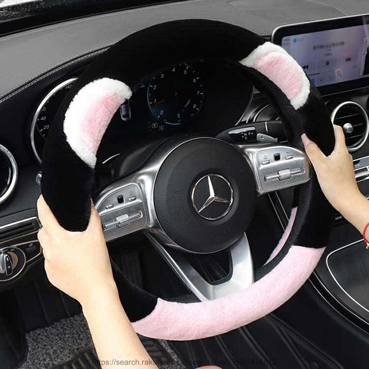 【送料無料】O型ハンドル D型ハンドル ハンドルカバー ステアリングカバー クマ耳付き もこもこ 軽自動車 普通車 ワゴン ミニバン 握りやすい 簡単装着 四季汎用 握り心地よい 車用品