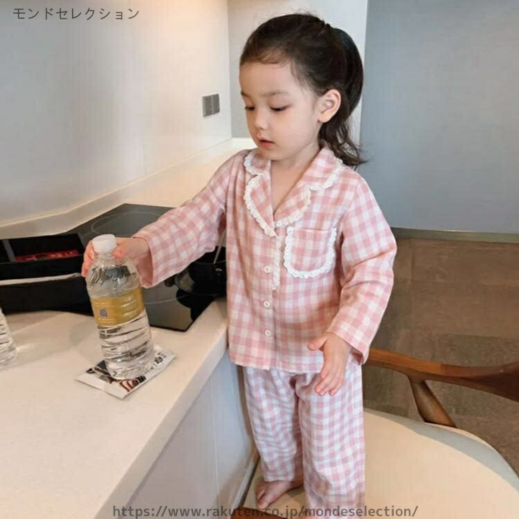 【送料無料】男児 女の子 男の子 春 秋 冬 上下セット 部屋着 長袖 ルームウェア キッズ ベビー服 子供パジャマ チェック柄 パジャマ ベビー 2
