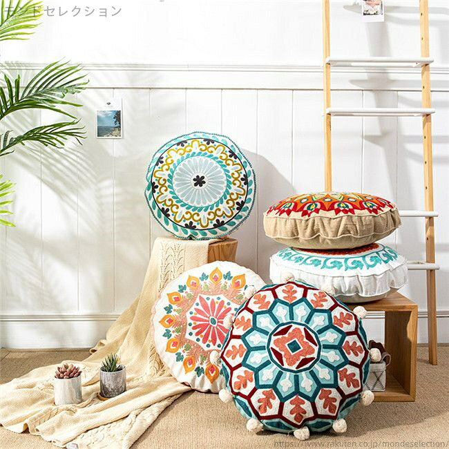 樂天商城 - 【送料無料】12タイプ　直径45CM 高5CM　円型　クッションカバーのみ Cushion Cover 北欧デザイン プレゼント ギフト コットン製 在宅 おしゃれ クッション おしゃれ ソファークッション