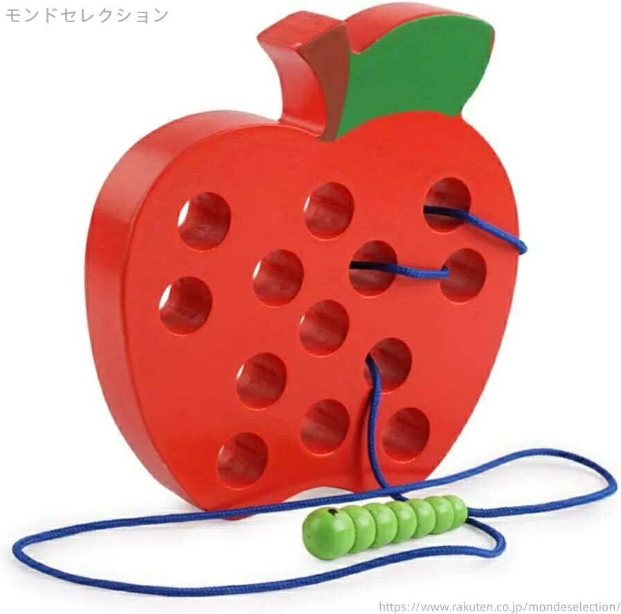 【送料無料】ひもとおし おもちゃ 果物 青虫 りんご迷路 幼児 木製 早期 指先訓練 紐通しおもちゃ 知育玩具 子どもの思考力 女の子 男の子 誕生日 入園祝い クリスマス プレゼント(3)