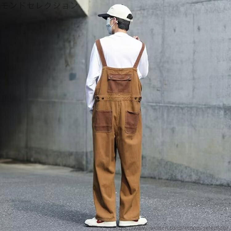 【送料無料】メンズ ゆったり サロペット カジュアル オールインワン オーバーオール ロング ファッション 配色 前後着 レディース つなぎ サロペットパンツ 薄手 秋 春 夏 無地 作業着 ストリート ルーズ 韓国 パッチワーク
