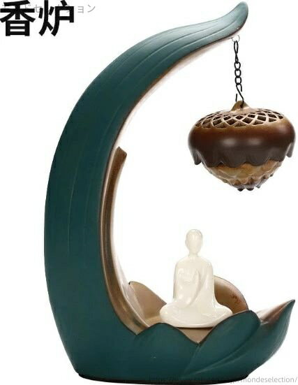 【送料無料】陶芸 置物 セラミック 癒し香炉 陶磁器の仏像 陶器飾り 贈答用 プレゼント おしゃれ 仏具 芳香 アロマ 渦巻き線香 お香ギフト