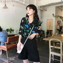 【送料無料】ビーチ ゆったり 薄手 花柄 半袖 日焼け止め服 ハワイシャツ 開襟 シンプル 総柄 ブラウス シャツ 夏 トップス レディース