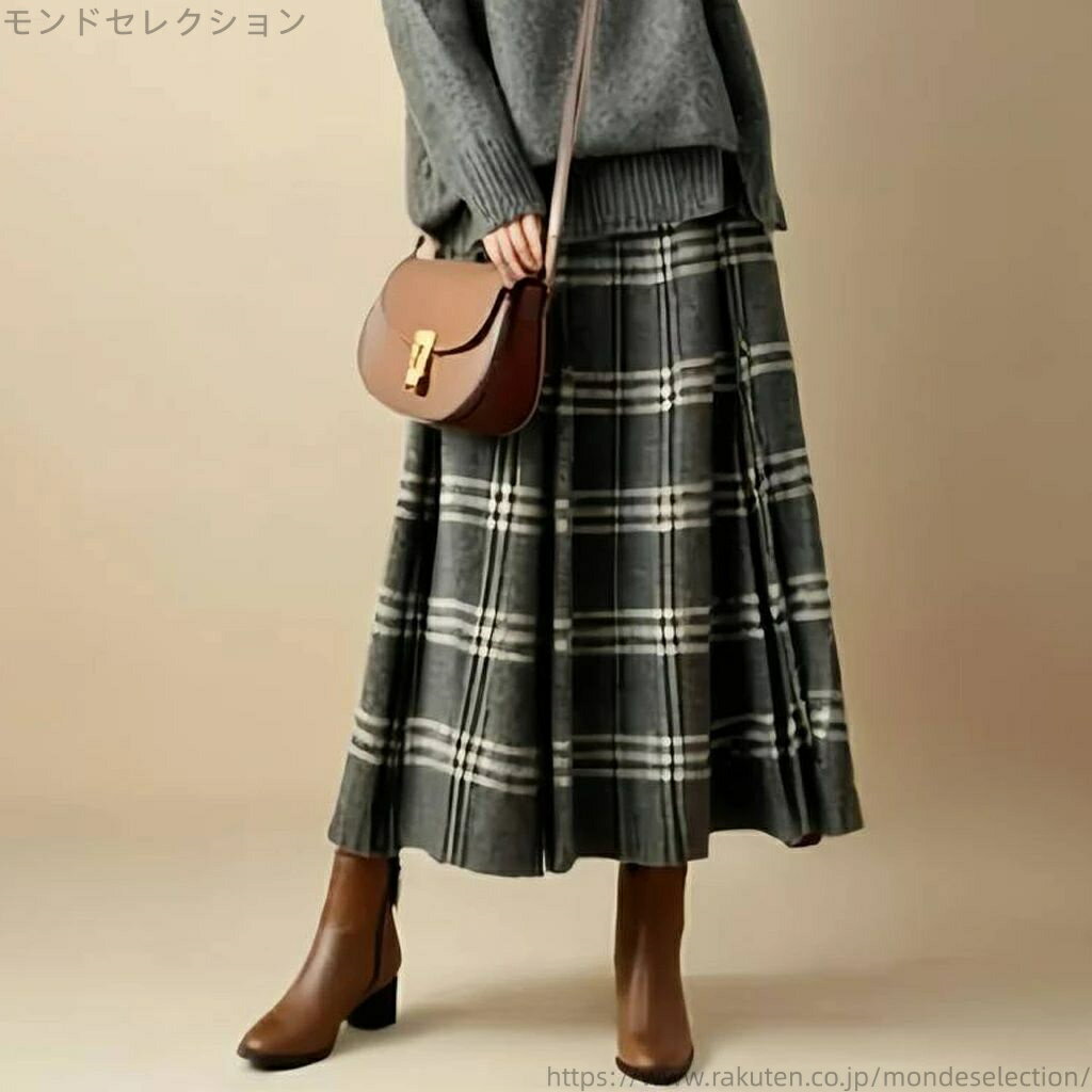 【送料無料】セットアップ レディース 長袖 タートルネック 秋冬 レディース セータートップス 秋 チェック柄