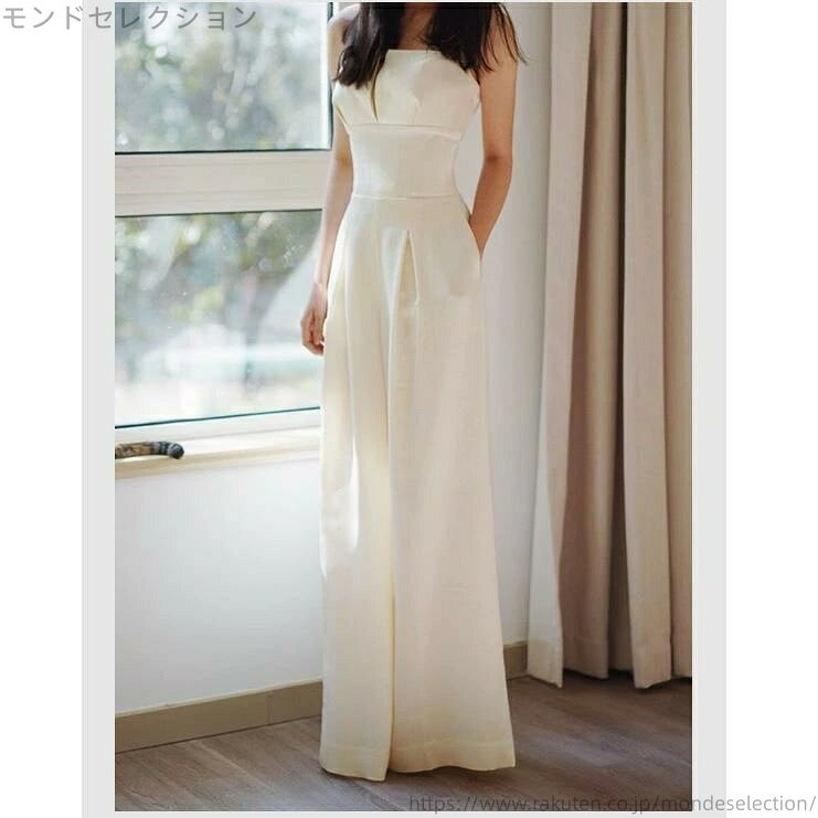 【送料無料】素地 レース ウェディングドレス ロングドレス パンツドレス ズボン Aライン ウェディングドレス