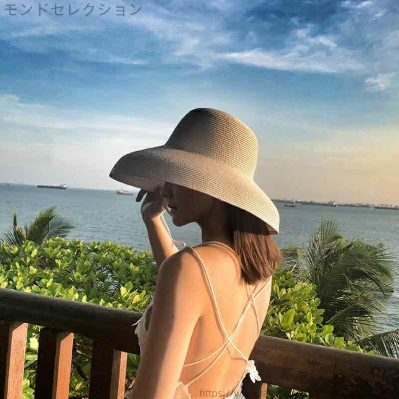 【送料無料】黒 ベージュ 白 ホリデー エッジ ビッグ レトロ 旅行 ビーチ ファッション 日焼け防止 夏 レディース メンズ おしゃれ シンプル