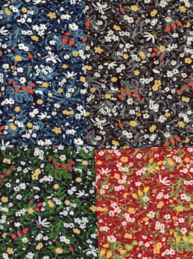 LIBERTYリバティプリント2020年クリスマス柄Strawberry Patch Sparkle(ストロベリー・パッチ・スパークル)カットクロス4枚セットDC31037