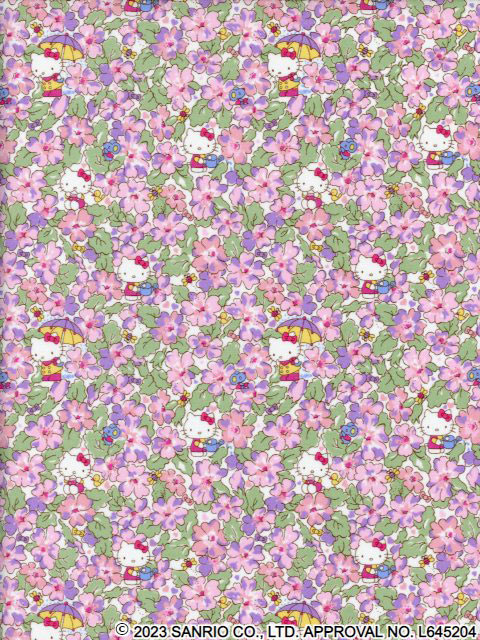 LIBERTYHello Kitty 50th Anniversary Collectionハローキティリバティプリント生地Primrose Meadow(プリムローズメドゥ)パープル110cm巾DC33493-J24C