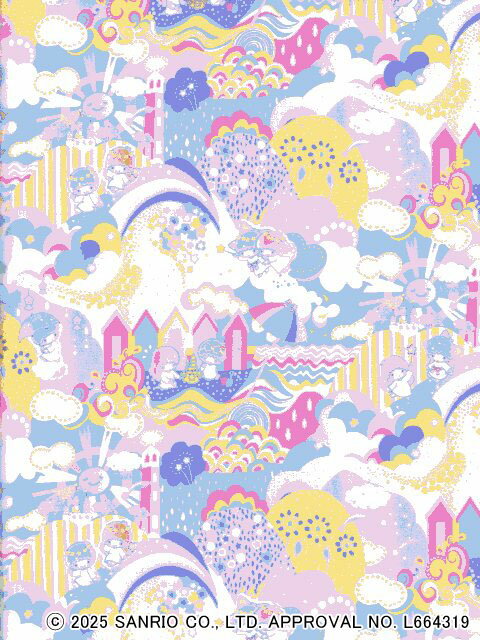 【1992年製/当時もの】リトルツインスターズ キキララ サンリオ プリント生地 生地 キキララ リトルツインスターズ オックス 【50cmカットクロス