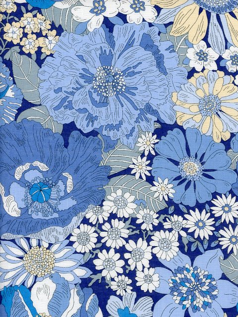 樂天商城 - 生地LIBERTY FABRICSLIBERTYフランダースリネン麻Summers in the Sun(サマーズ・イン・ザ・サン)125cm巾ブルー36361041-26C