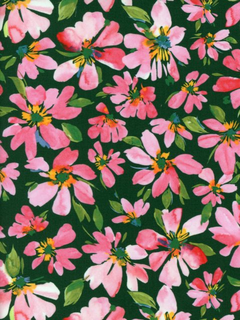 生地LIBERTY FABRICS イタリア製タナローン生地Watercolour Petals( ウォーターカラー・ペタルズ)グリーン／ピンク363J7512-26AU2026SS Summer Melody