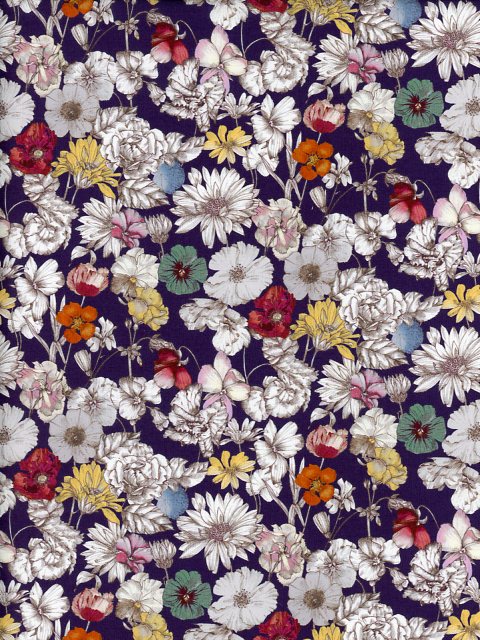 生地LIBERTY FABRICS LIBERTYイタリア製オーガニックタナローン生地Wrest Meadow(レスト・メドウ)ネイビー2026年春夏柄157J75901-26CU