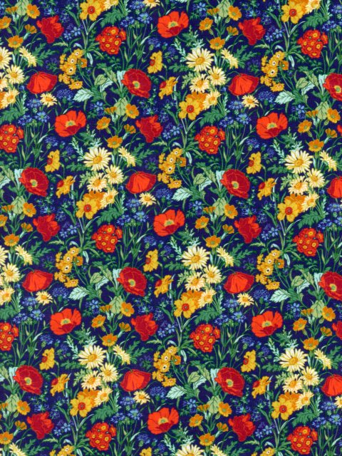 樂天商城 - 生地LIBERTY FABRICS LIBERTY国産リバティプリントFlorence May（フローレンスメイ）ブルー&イエロー国産エターナル柄110cm巾3632002-AE