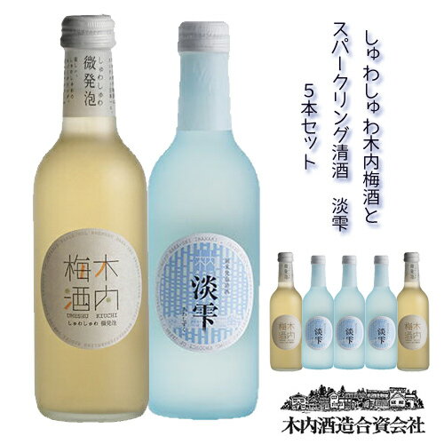 木内酒造 木内梅酒 プレゼント 木内酒造 飲みくらべセット しゅわしゅわ 木内梅酒 300ml 2本 スパークリング清酒 淡雫300ml 3本 【母の日 父の日 出産内祝い 結婚式 法事引き出物 結婚内祝い 快気祝い お返し 香典返し お中元 お歳暮 お年賀 バレンタイン ホワイトデー】