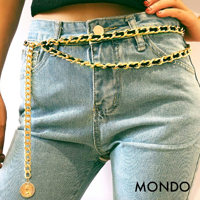 チェーンベルト レディース ベルト おしゃれ ゴールド 金 ブラック 黒 ジーンズ 鎖 ファッション かっこいい カッコいい 細ベルト 欧米系 ハリウッド系 海外セレブ 華やか セクシー 大人 ゴージャス アクセサリー チェーン パーティー イベントのサムネイル
