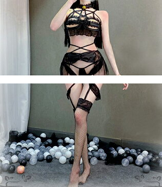 ガーターベルト セット ハロウィン SM えろ クリスマス ブラ セクシー ランジェリー エロい下着 エロ コスプレ コスチューム 小悪魔 大胆 過激 透け透け シースルー レース リボン オープン ブラジャー ショーツ 黒 ブラック レディース 女性 鈴 大人のおもちゃ アダルト