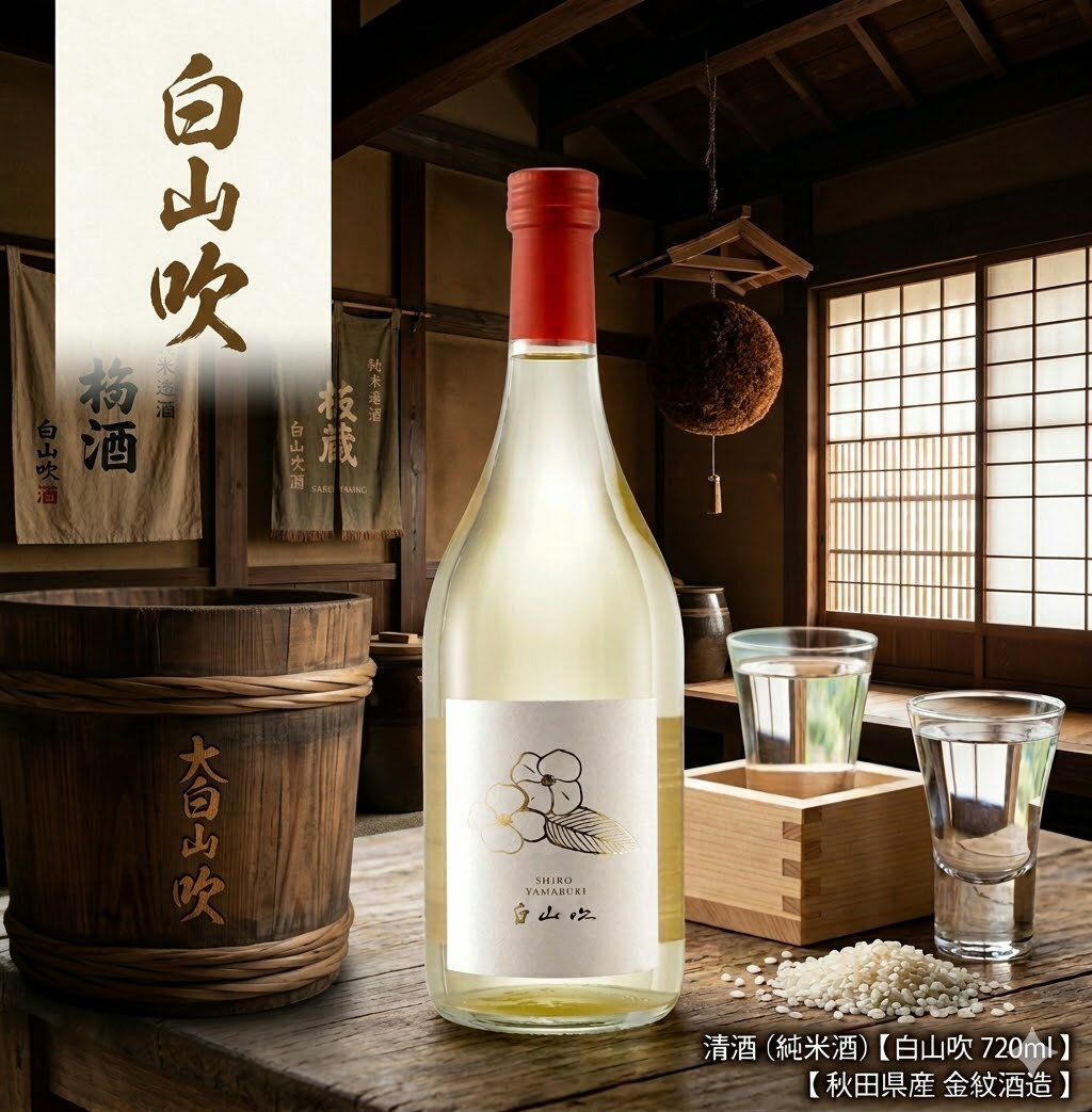 【 ギフト 贈り物 】清酒 ( 純米酒 ) 【白山吹 720ml 】【 秋田県産 金紋酒造 】】「 日本酒 酒 ギフト プレゼント お歳暮 年賀 クリスマス お歳暮 おしゃれ インスタ映え 内祝い 贈り物 退職 還暦 父の日 秋田 金紋秋田酒造 」