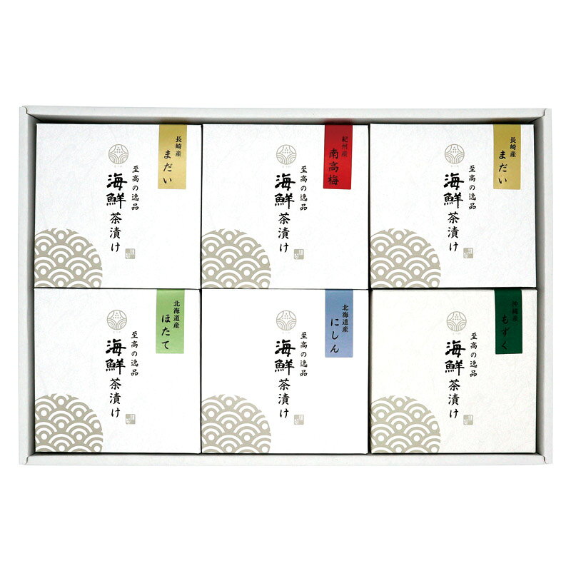 PRODUCT SPECIFICATIONS商品仕様ブランドかね七商品名国産具材だし茶漬けセット型番NC-HNセット内容だしつゆ(30g)・茶漬け薬味(0.5g)×各6、長崎産まだい水煮×2、紀州産南高梅梅干し・北海道産ほたて水煮・北海道産にしん甘露煮・沖縄県産もずく(2.5g)×各1箱サイズ24×35.5×4cm賞味期間常温6ヶ月アレルゲン小麦JANコード4901497459738商品説明食材の食感や産地、種類にまでこだわった海鮮お茶漬けのセット。かつお節をベースにしたなつれブランド独自のだしつゆと、あられや海苔などの薬味も詰め合わせています。なかなかお目にかかれない「真鯛」「にしん」などを加えた贅沢な切り身2種と、「紀州産南高梅」「ほたて」のバリエーション豊かな内容となっており、選ぶ楽しみがあるのも魅力。小腹が空いた時や食欲がない時、お酒を飲んだ後のシメなどにぜひお楽しみください。