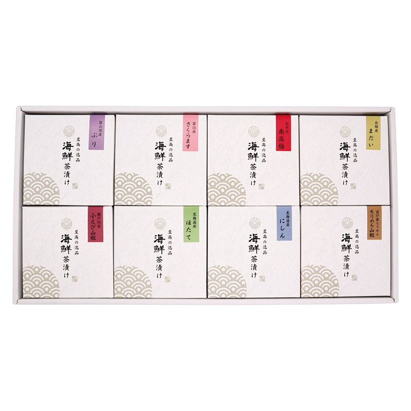 PRODUCT SPECIFICATIONS商品仕様ブランドかね七商品名国産具材だし茶漬けセット型番NC-UKセット内容だしつゆ(30g)・茶漬け薬味(0.5g)×各8、富山湾産ぶり水煮・富山県産さくらます水煮・長崎県産まだい水煮・北海道産ほたて水煮・北海道産にしん甘露煮・音戸産ちりめん山椒(15g)・瀬戸内産小えび山椒(10g)・紀州産南高梅梅干し×各1箱サイズ24×46×4cm賞味期間常温6ヶ月アレルゲン小麦・えびJANコード4901497459684商品説明国産原料・品質にこだわりぬいた具材・原料を使用。だし茶漬けの具材にあう食感を追及し加工を施した産地にこだわった魚介と、かつお節をベースにした化学調味料無添加のだしつゆ、薬味(あられ、焼海苔、三つ葉)をセットにした海鮮茶漬けの詰合せです。 小腹が空いた時、食欲が無い時、お酒を飲んだ後などに是非どうぞ。