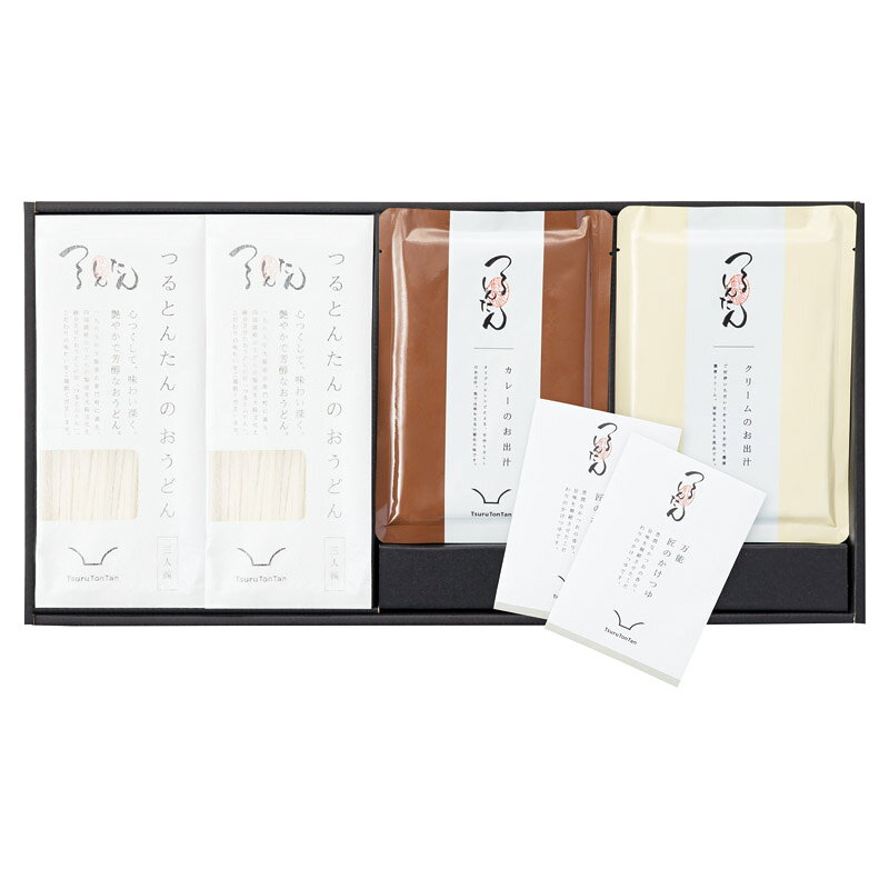 PRODUCT SPECIFICATIONS商品仕様商品名つるとんたん かけ・カレー・クリームのおうどん 6人前型番KH-03セット内容かけつゆ(希釈30g)×4、乾麺(3人前)(270g)×2、カレーのお出汁・クリームのお出汁(各250g)×各1箱サイズ25.5×50×6cm賞味期間常温360日アレルゲン乳・小麦JANコード4582166601759商品説明讃岐のうどんの製法を大阪文化と融合させ、1989年大阪宗右衛門町に誕生。「つるとんたん」には、お祝い事に欠かせないうどんを健康的にたくさん食べることができる健啖であることという意味が込められています。